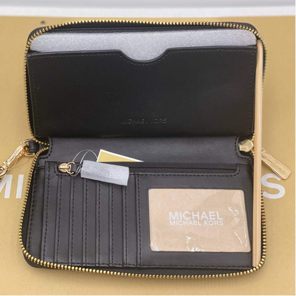 Michael Kors Jet Set Travel Wallet Phone Case Wristlet Black - Picture 9 of 10